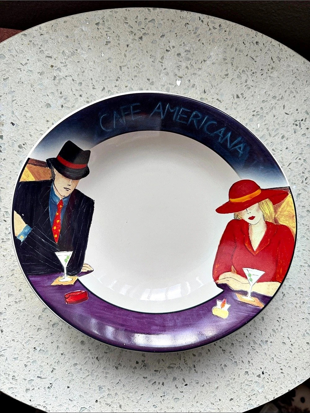 Sango Cafe Americana Dinner Plate Decorative Plate White & Purple